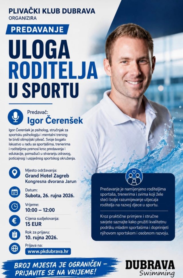 Uloga roditelja u sportu – predavanje Igora Čerenšeka u Zagrebu
